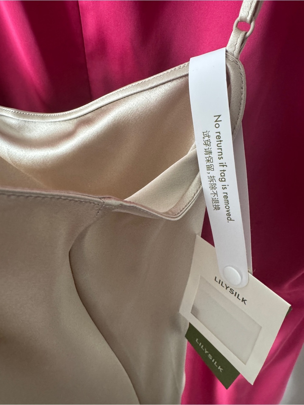 LilySilk Satin Spaghetti-Strap Cami Tank in Light Apricot - Picture 5 of 6